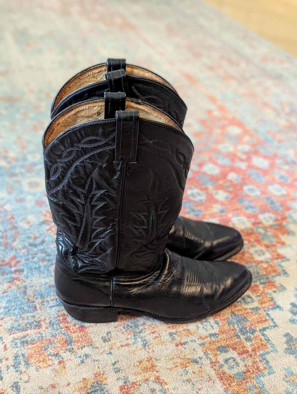 Tony Lama Vaquero Men's 13 D Black Cowboy Western Boots Leather Style #2993 - Picture 4 of 8